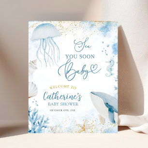 Välkomstskylt för Sea You snart Baby Shower Poster