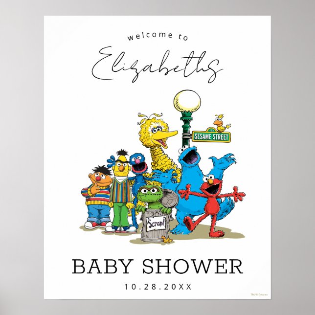 Välkomstskylt för Sesame Street Pals Baby Shower Poster (Framsidan)