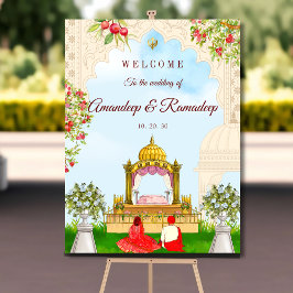 välkomstskylt för sikh par bröllop, Anand Karaj-te Poster