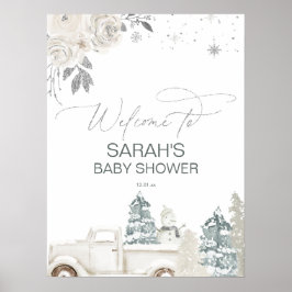 Välkomstskylt för Silver Winter Baby Shower eller  Poster
