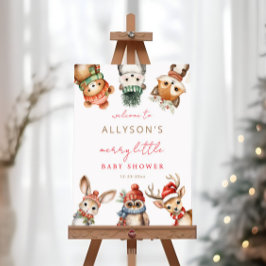 Välkomstskylt för små babyduschskogar poster