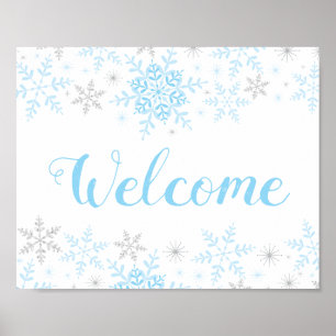 Välkomstskylt för snöflingor Blue Pojke Shower Poster
