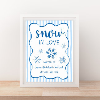 Välkomstskylt för snöig kärleksfulla vintermöhippa poster