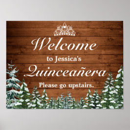 Välkomstskylt för Snowy Wood & Forest Tiara Quince Poster