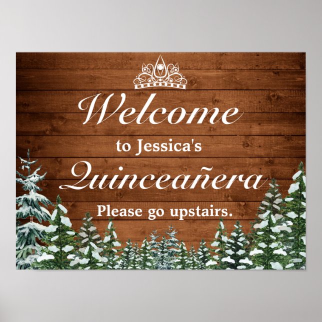 Välkomstskylt för Snowy Wood & Forest Tiara Quince Poster (Framsidan)