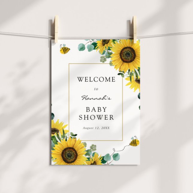 Välkomstskylt för solrosor och bin baby shower poster (Skapare uppladdad)
