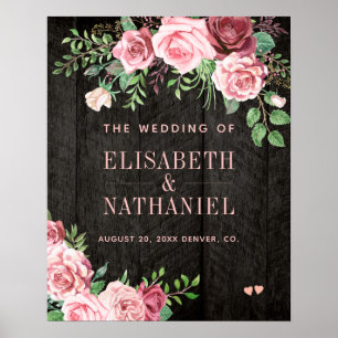 Välkomstskylt för sommarträdgårdsbröllop på lada poster