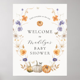 Välkomstskylt för söt Höstpumpkin Baby Shower Poster