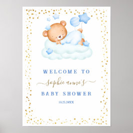 Välkomstskylt för Söta Björn Pojke Baby Shower Poster