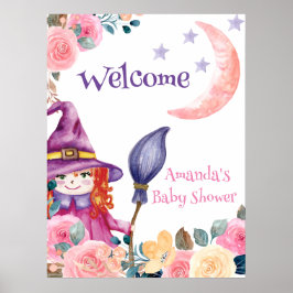 Välkomstskylt för sötblomma, babyskor poster