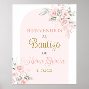 Välkomstskylt för spanska baptism Girl Poster