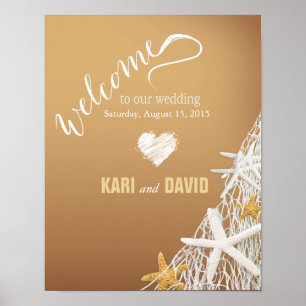 Välkomstskylt för Starfish Netting Beach Wedding Poster