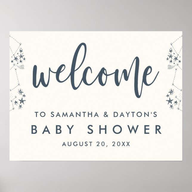 Välkomstskylt för Starry Natt Baby Shower Poster (Framsidan)