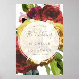 Välkomstskylt för stora botaniska Ro Bröllop Poster