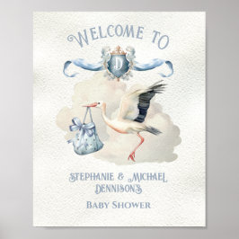Välkomstskylt för Stork Baby Shower Vapensköld för Poster
