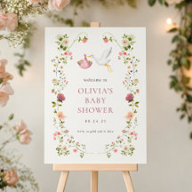 Välkomstskylt för Stork Delivery Rosa Girl Baby Sh