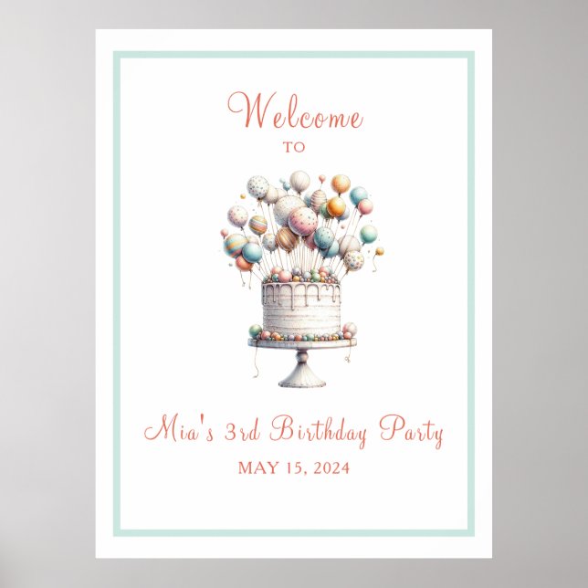 Välkomstskylt för Surrealist Birthday Cake & Ballo Poster (Framsidan)
