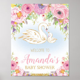 Välkomstskylt för svan Baby Shower Poster