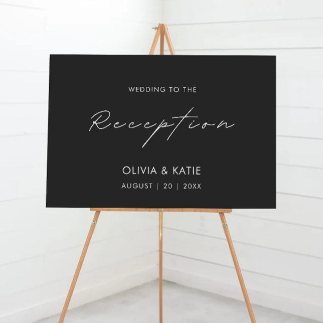 Välkomstskylt för svart bröllop poster (Black Wedding Reception Welcome Sign)