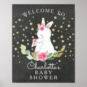 Välkomstskylt för Sweet Bunny Baby Shower Poster