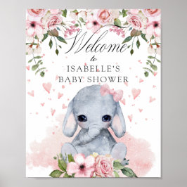 Välkomstskylt för Sweet Elephant Baby Shower Poster