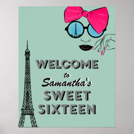 Välkomstskylt för sweet sixteen Paris Birthday Väl Poster
