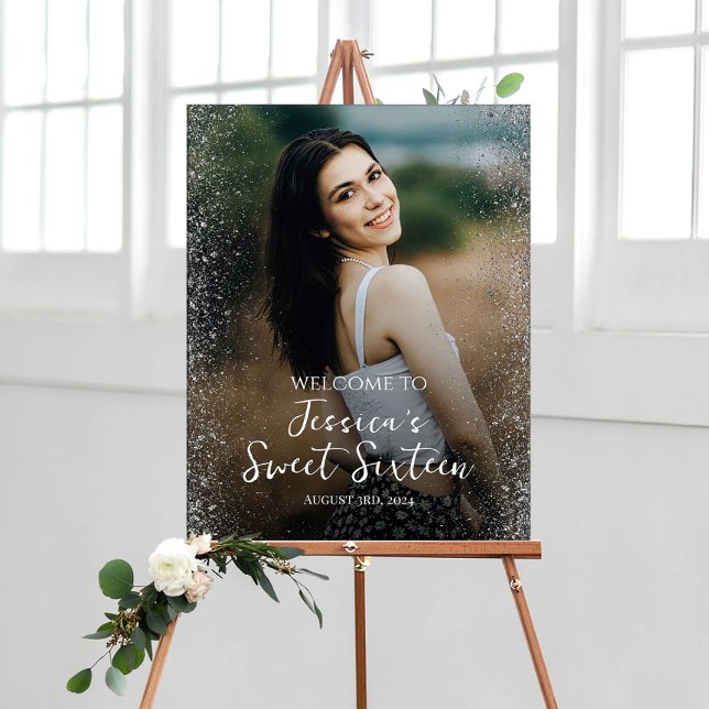 Välkomstskylt för Sweet sixteen party med foto Canvastryck (Skapare uppladdad)