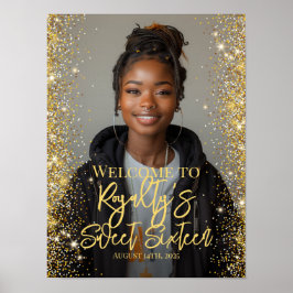 Välkomstskylt för Sweet sixteen party med foto Poster