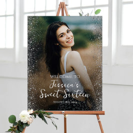 Välkomstskylt för Sweet sixteen party med foto Poster