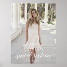Välkomstskylt för sweet sixteen Poster med foto