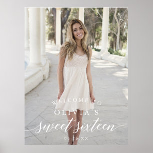 Välkomstskylt för sweet sixteen Poster med foto