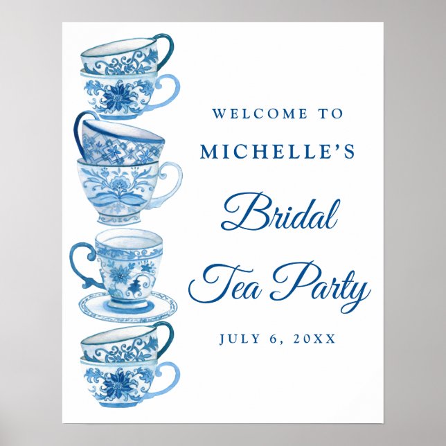 Välkomstskylt för Tea Party Bridal Shower Poster (Framsidan)