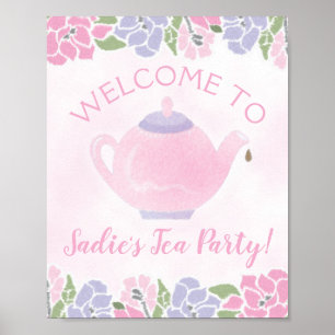 Välkomstskylt för Tea Party Födelsedagsfest Poster