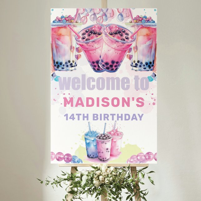 Välkomstskylt för Teenage Boba Bubble Tea Birthday Poster (Skapare uppladdad)