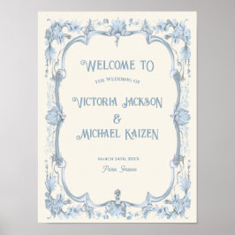 Välkomstskylt för Toile de jouy Fransk Bröllop Poster