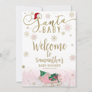 Välkomstskylt för Tomte Baby Jul Baby Shower Inbjudningar