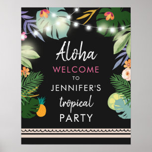 Välkomstskylt för Tropical Aloha Luau Hawaiian Par Poster
