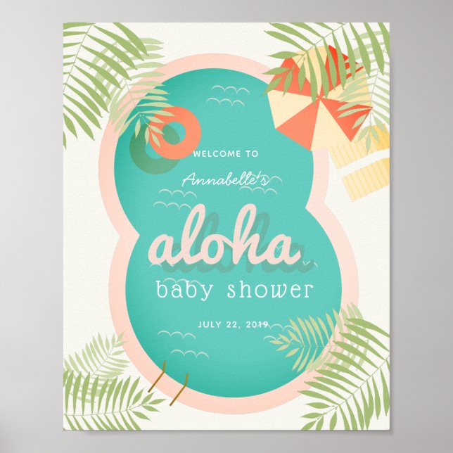 Välkomstskylt för Tropical Bassäng Aloha Baby Show Poster (Framsidan)