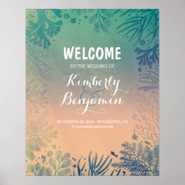 Välkomstskylt för Tropical Beach Teal Bröllop Poster