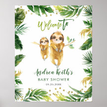 Välkomstskylt för Tropical Boy Sloth Baby Shower
