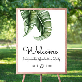 Välkomstskylt för Tropical Grönt Löv Studentfest Poster