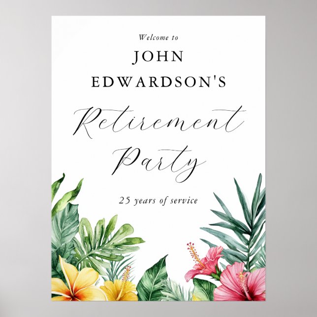 Välkomstskylt för Tropiska blommor Pension Party Poster (Framsidan)