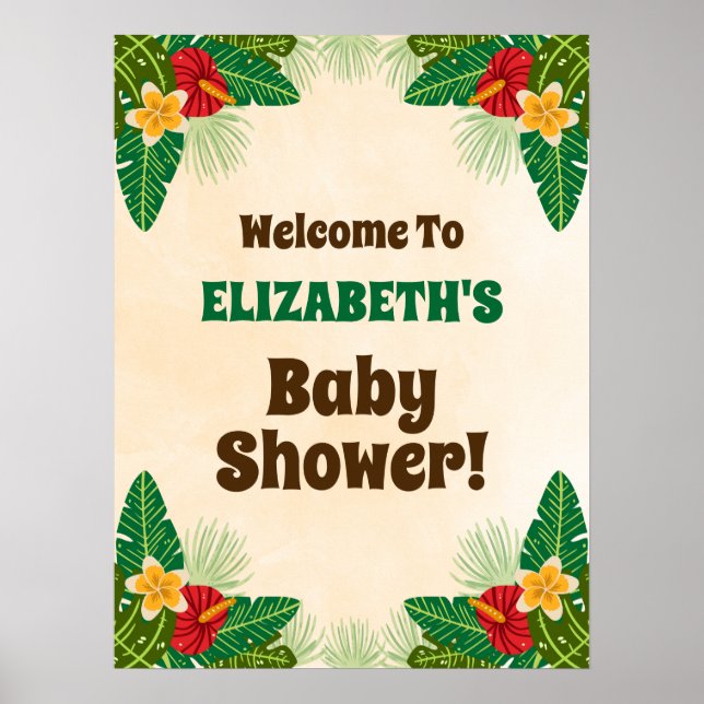 Välkomstskylt för Tropiskt jungle Baby Shower Poster (Framsidan)