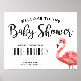 Välkomstskylt för Tropiskt lamingo Baby Shower Poster