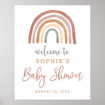 Välkomstskylt för tuggben Boho Rainbow Baby Shower