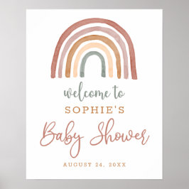 Välkomstskylt för tuggben Boho Rainbow Baby Shower Poster