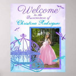 Välkomstskylt för turkos och Lila Quinceañera Poster