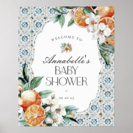 Välkomstskylt för Tuscany Tile Italile Baby Shower Poster