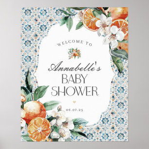 Välkomstskylt för Tuscany Tile Italile Baby Shower Poster
