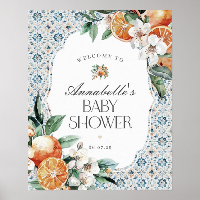 Välkomstskylt för Tuscany Tile Italile Baby Shower Poster (Framsidan)